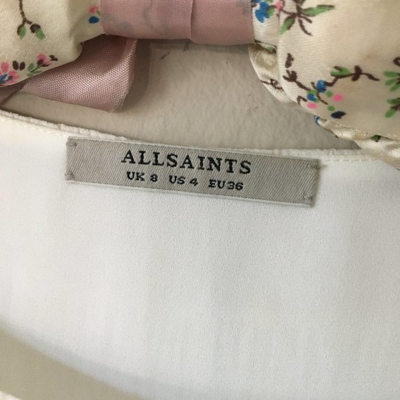 All Saints white, asymmetrical textured Sara Dress - Picture 3 of 5